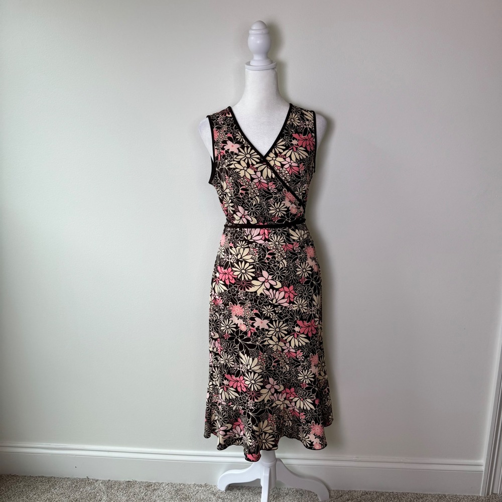 Vintage LOFT Floral Babydoll Dress Size 4 Y2K Retro Cottagecore romantic midi